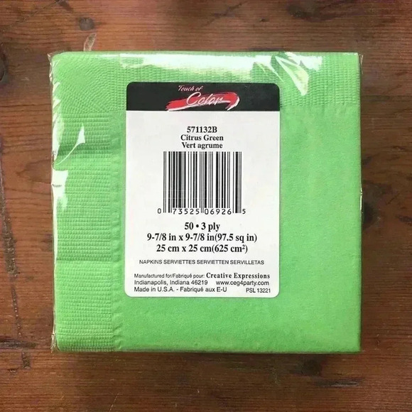 Creative Expressions 150 3-Play Green Dinner Napkins NWT - Picture 2 of 2